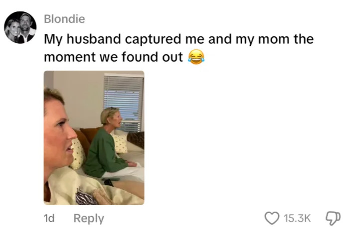 Two women sitting on a couch look surprised; text indicates the moment something was discovered