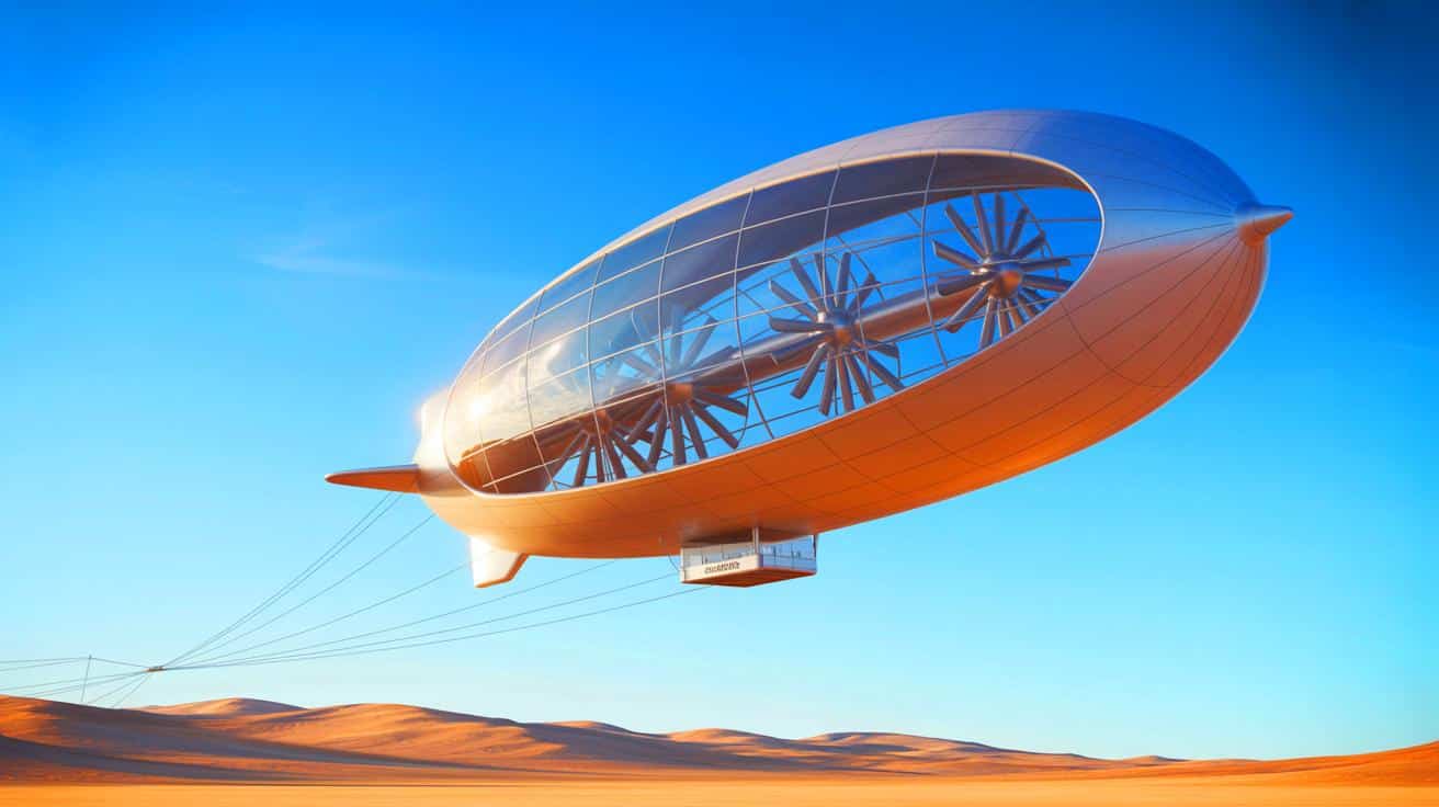 Illustration of the S1500 airborne wind turbine successfully completing its maiden flight in northwest China.