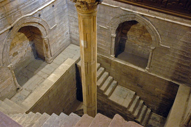 The measuring shaft of a nilometer.