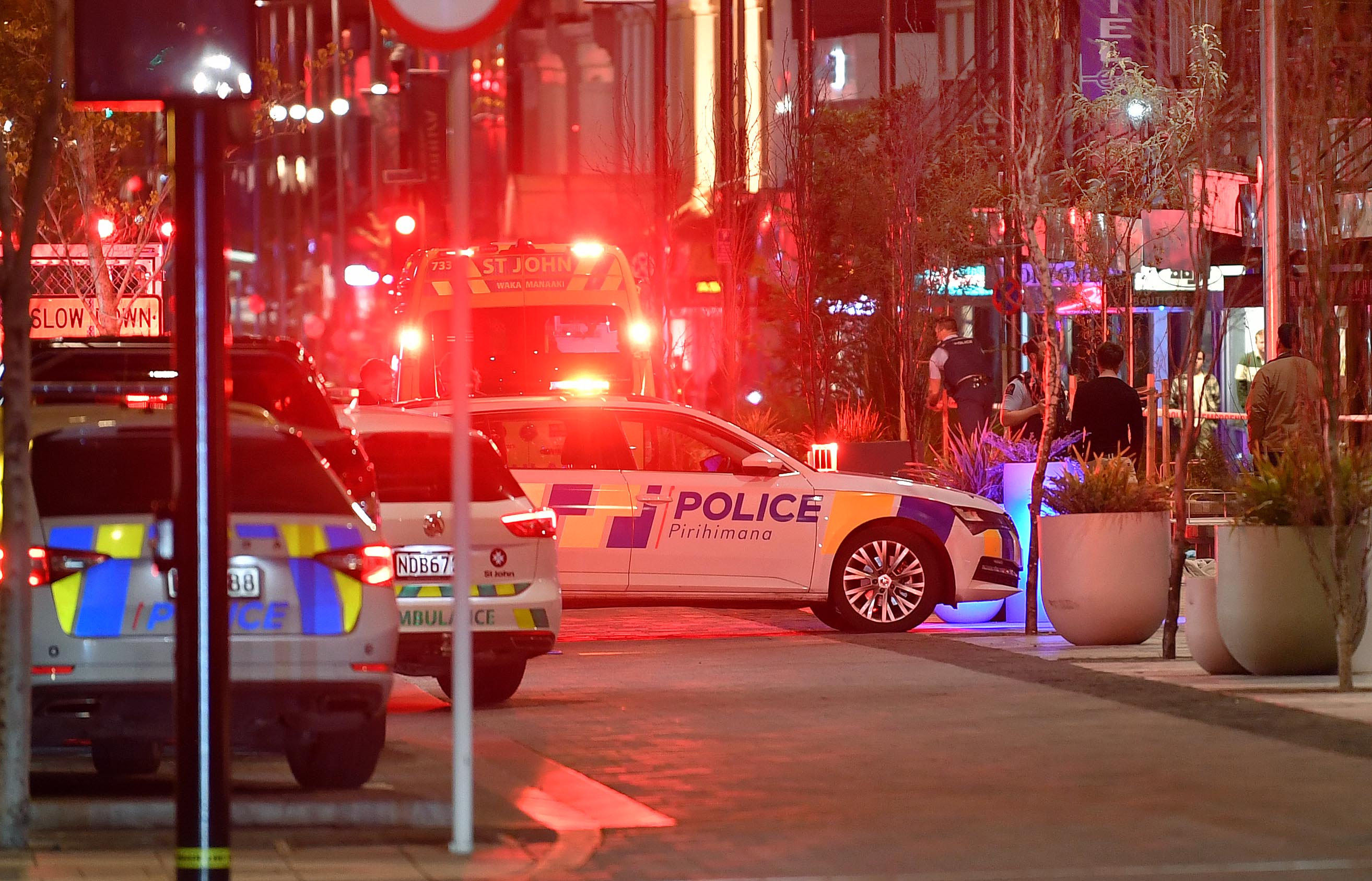 Police and St John at the scene of this morning's serious assault in George St. Photo: Stephen...