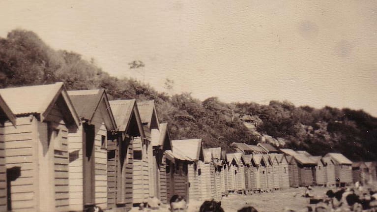 In this photo supplied by the Sandringham Historical Society, shows a 1942 photo of the bathing boxes at Melbourne's Sandringham beach