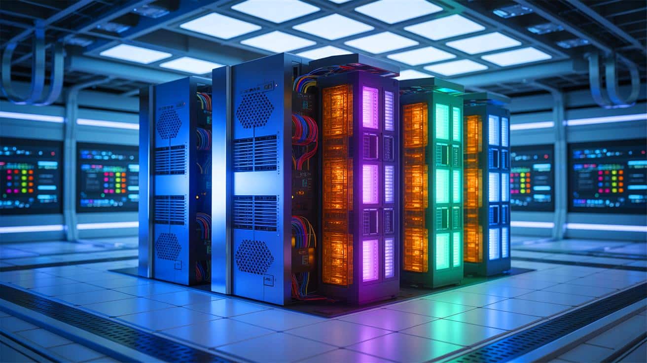 Illustration of Japan's planned supercomputer with unprecedented zetaflop power for advancing scientific research.