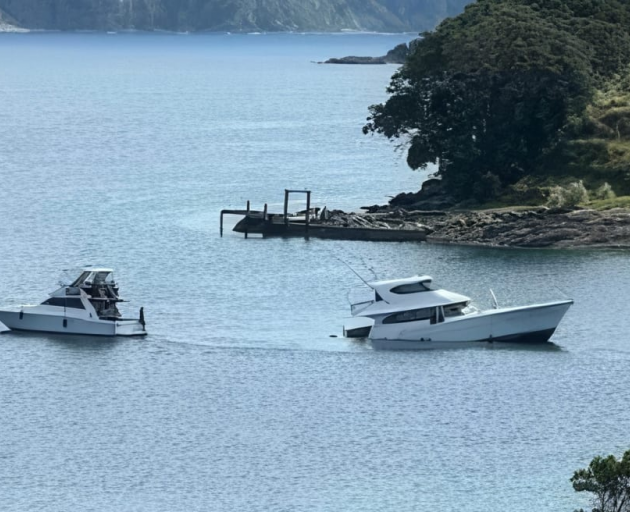 The Maritimo luxury yacht sinking near Slipper Island, Coromandel. Photo: Waikato Regional...
