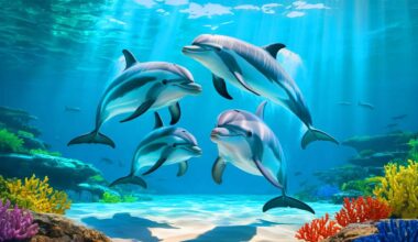 Illustration of Hector’s Dolphins Performing Underwater Acrobatics.