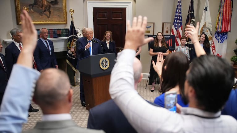 Trump speaking from the White House today.