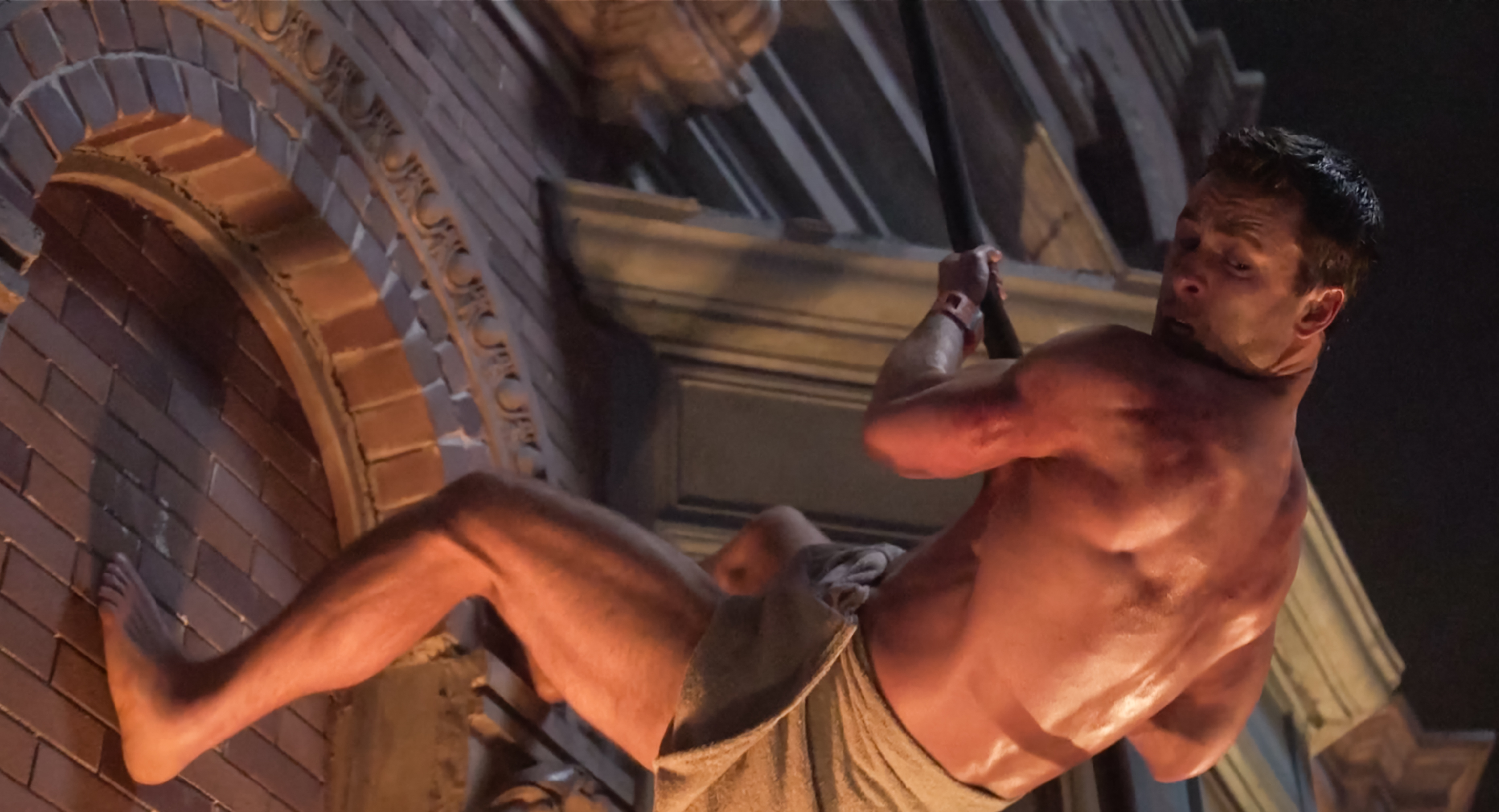 Glen Powell in a still from the film *The Running Man*.