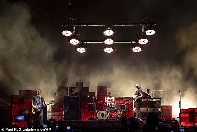 Barker, bassist-vocalist Mark Hoppus, and guitarist-vocalist Tom DeLonge are next scheduled to bring their 22-date Missionary Impossible Tour to Discovery Park in Sacramento, CA this Thursday (pictured September 21)
