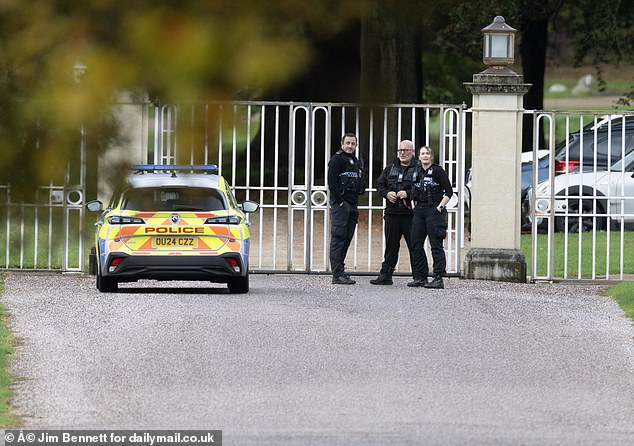 Police were seen guarding the gates of Andrew and Fergie's home this week