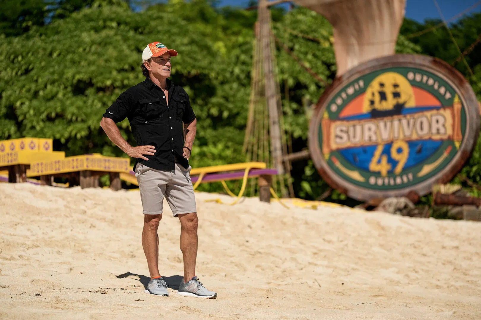 Jeff Probst in hosting duties on Survivor 49