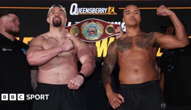 Joseph Parker and Fabio Wardley weigh-in in London