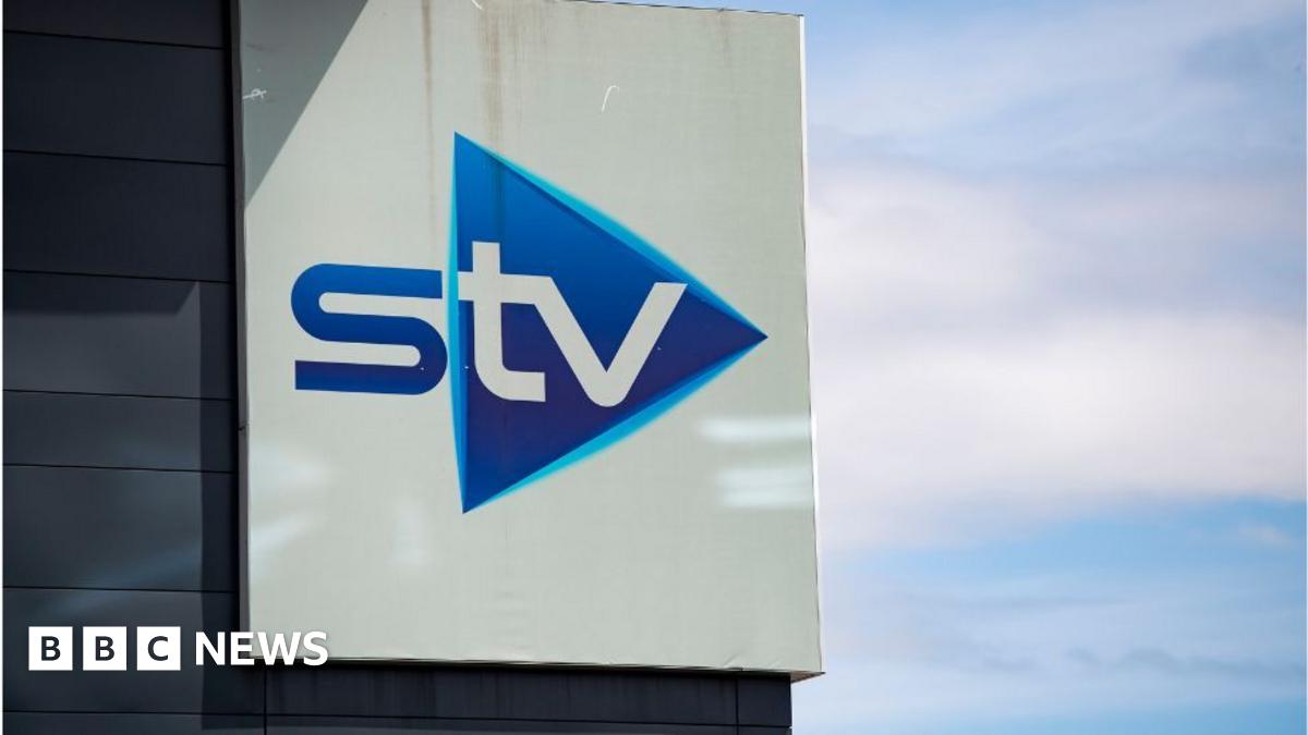 A general view of the STV sign on its Glasgow headquarters on a sunny day.