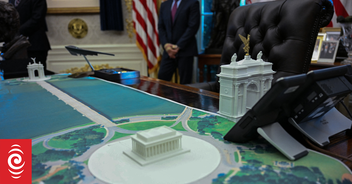 Arc de Trump? New monument model sits on US president's desk
