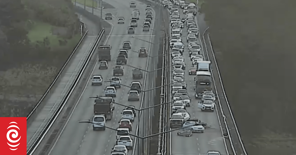 Digger falls off truck on Auckland's Upper Harbour Motorway