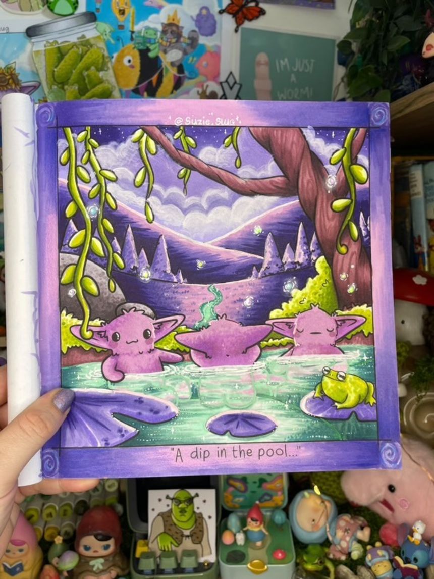 A page from a coloring book created by Suzie Slug.