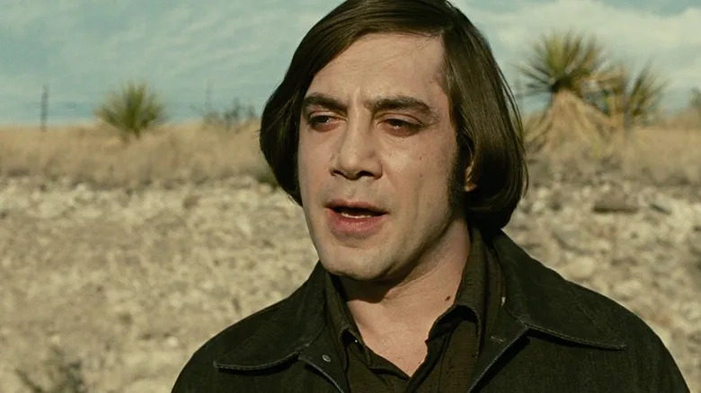 Anton Chugurh in the desert in No Country for Old Men