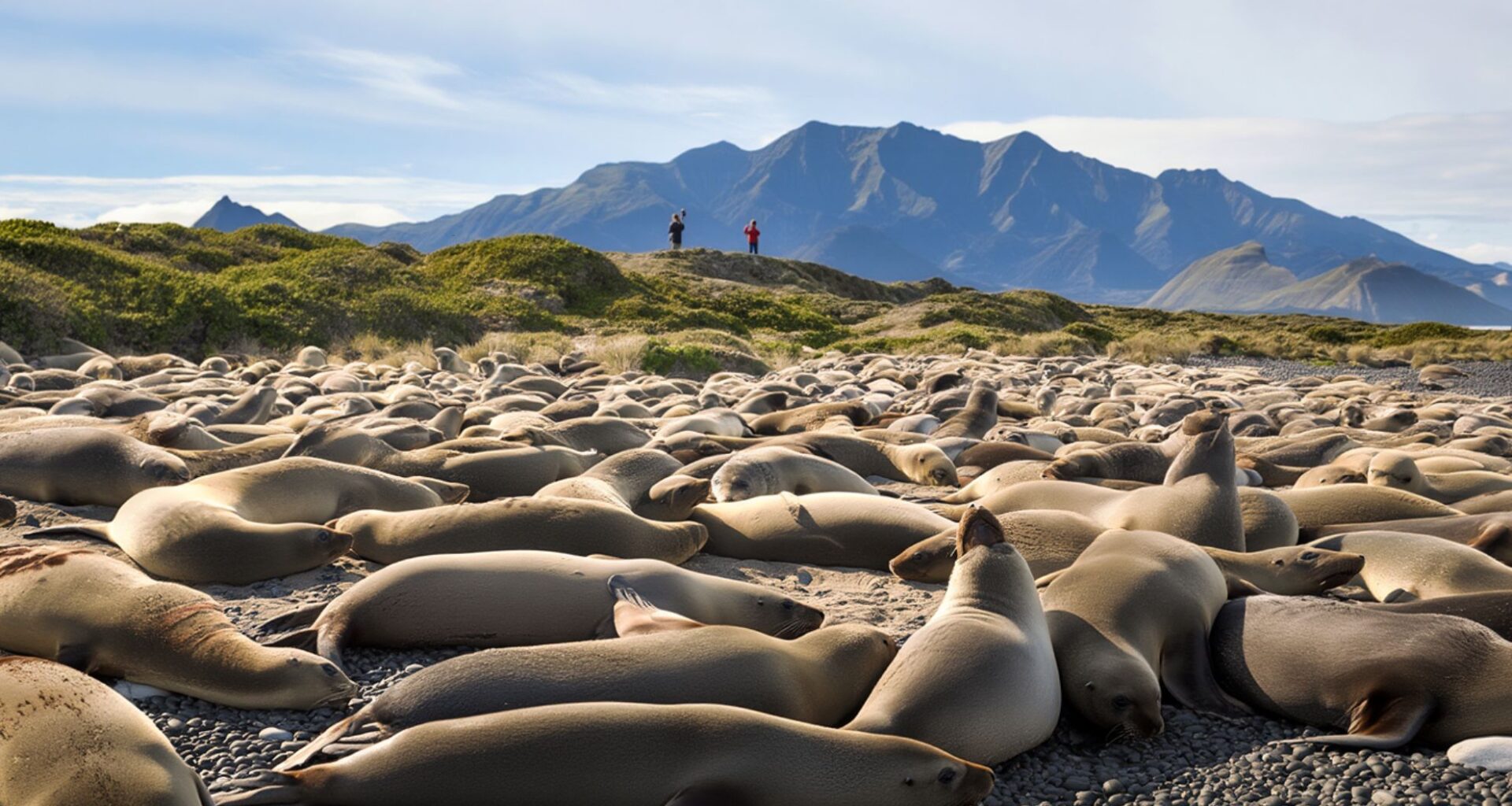 A colony of seals has taken over a beach near Kaikōura stunning locals