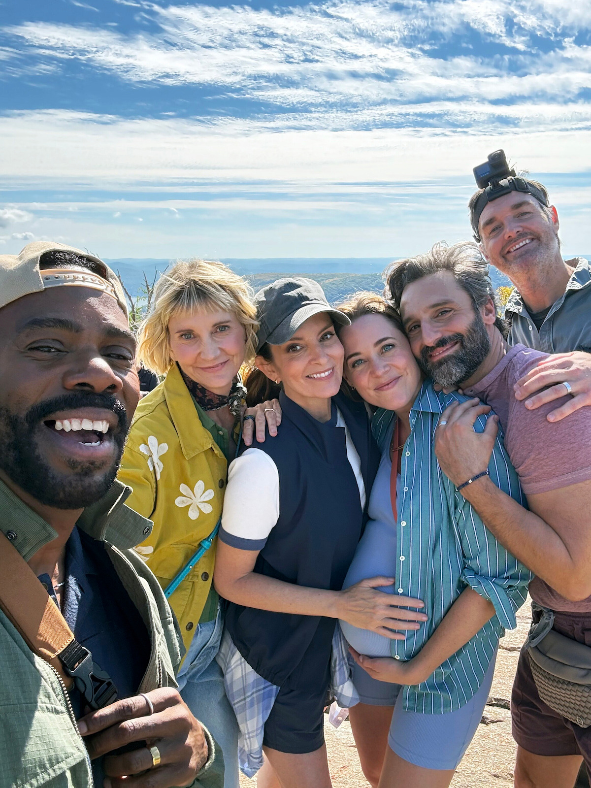 Colman Domingo, Kerri Kenney, Tina Fey, Erika Henningsen, Marco Calvani and Will Forte on the set of ‘The Four Seasons’ Season 2.