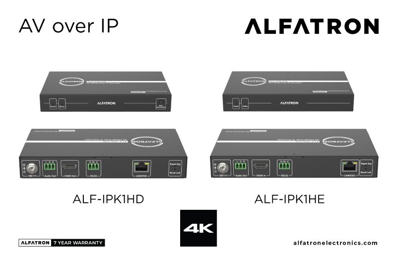 Alfatron Electronics’ ALF-IPK1HE 4K Networked Encoder and ALF-IPK1HD 4K Networked Decoder