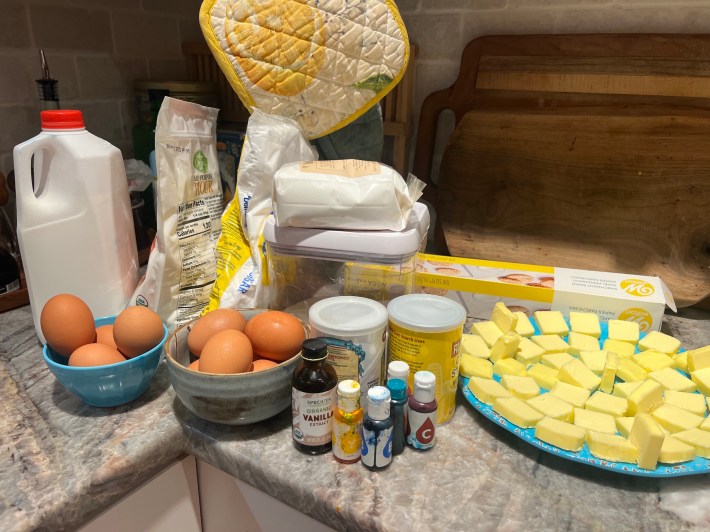 Ingredients on a countertop.
