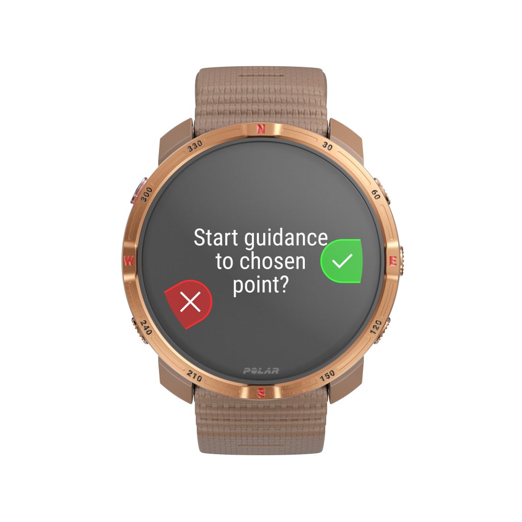 A smart watch with a gold band