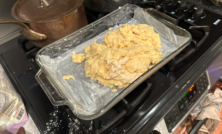 Cake batter in a mound