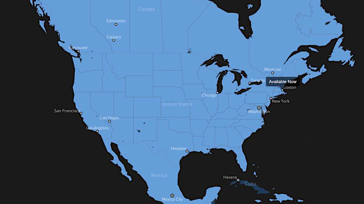 Starlink availability map North America