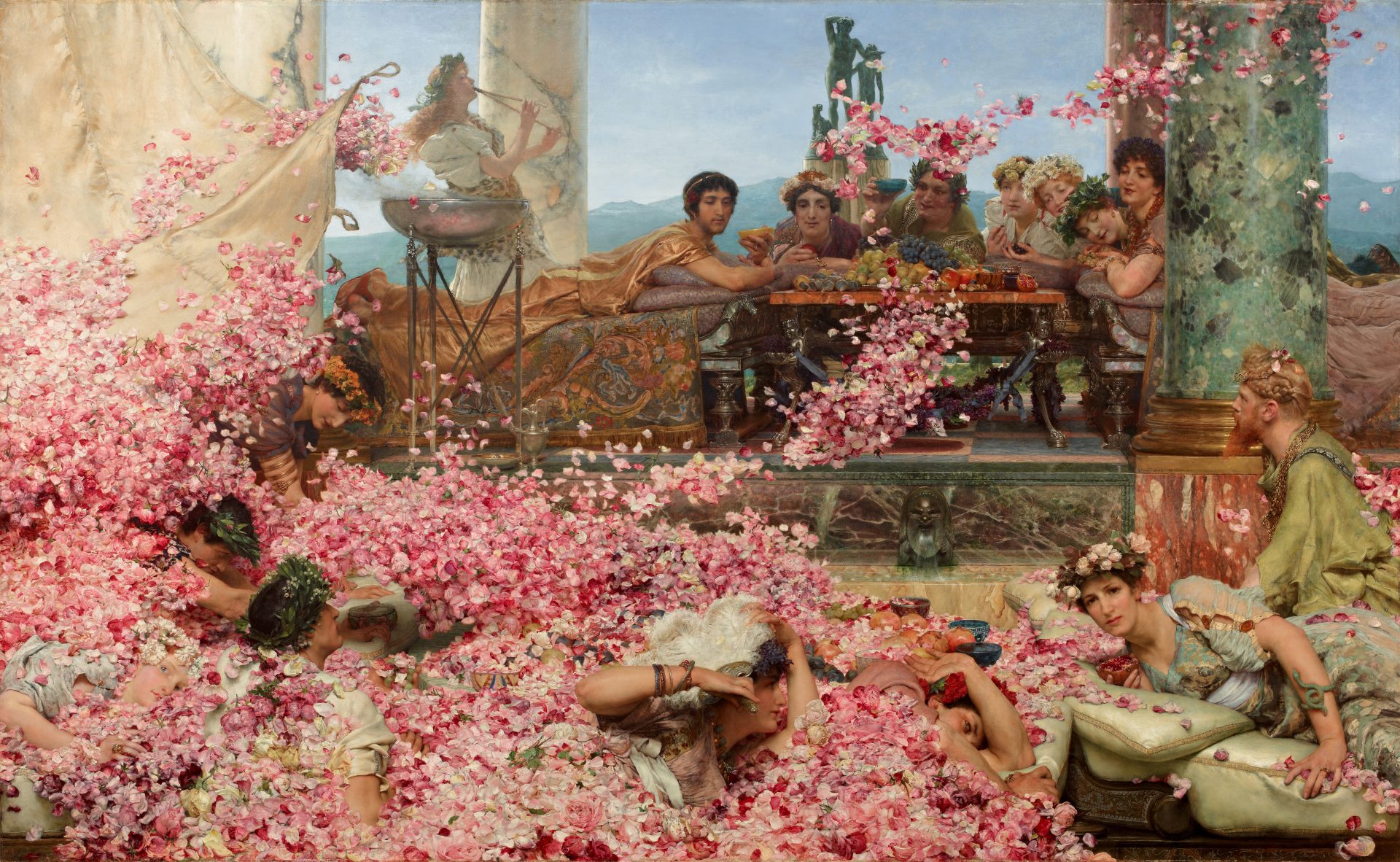 A photo of the Roses of Heligabalus, as rose petals crush the guests of roman emperor Elagabalus