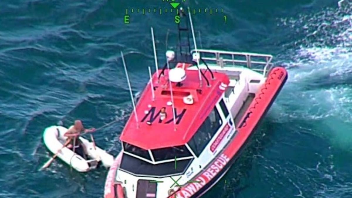 Kawau Coastguard rescues 2 people off Tawharanui coast after catamaran overturns in water