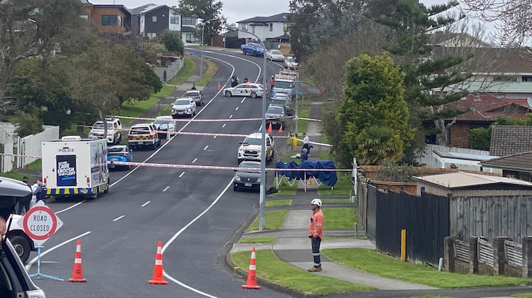 A police cordon set up at the scene of the blaze.  