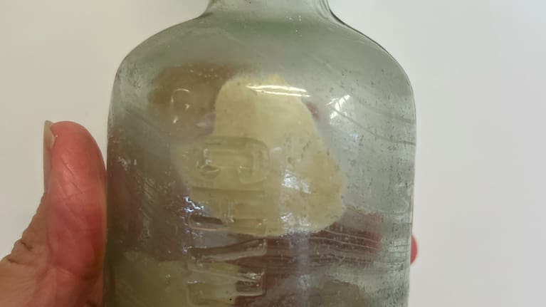 This photo provided by Deb Brown shows a bottle with letters inside in Condingup.