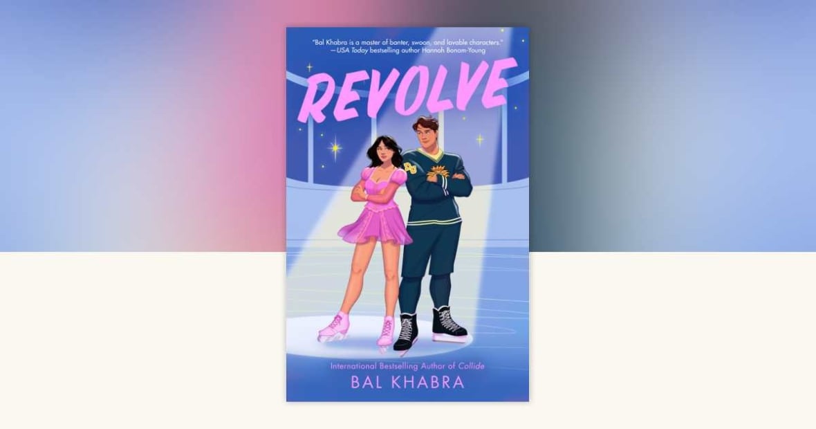 A book cover with a figure skater and hockey player standing next to each other.