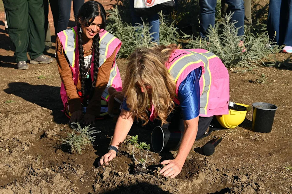 Jewlya Samaniego and Beth Pratt at the Wallis Annenberg Wildlife Crossing.