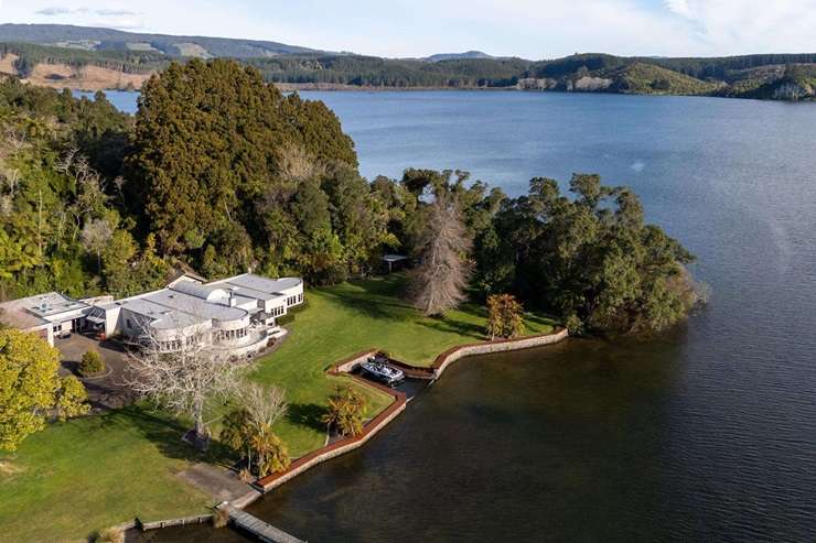 The seven-bedroom, five-bathroom Art Deco home lakefront home is a Lake Rotoiti icon. Photo / Supplied