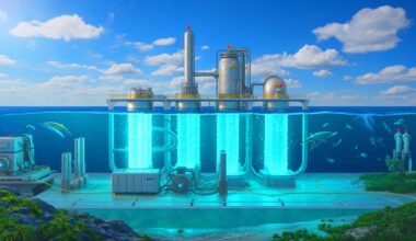 Illustration of the artificial ocean carbon recycling system capturing and converting oceanic CO2 into drop-in biochemicals.