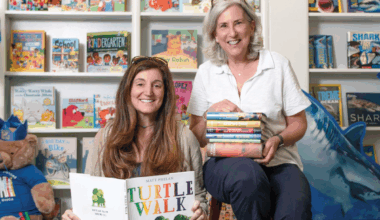 women holding books for Indie Main Line Coalition