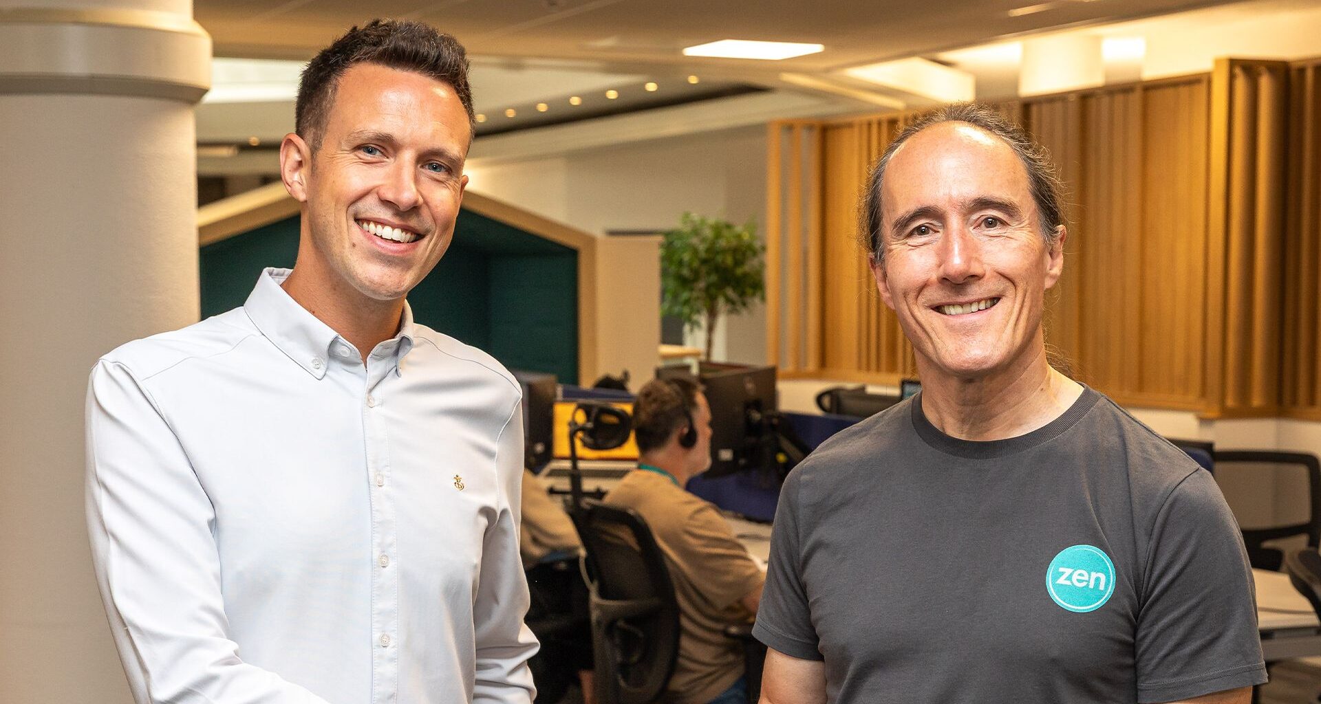 Paul North and Richard Tang Zen pictured at the Zen Internet company headquarters.