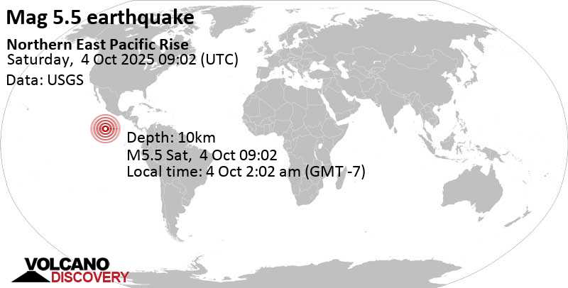 5.5 quake Northern East Pacific Rise Oct 4, 2025 02:02 am (GMT -7)