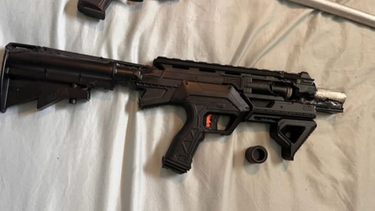 Some of the 3D-printed and homemade guns seized by police in Henderson.