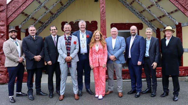 Tauranga councillors Hautapu Baker, Kevin Schuler, Rick Curach, Hēmi Rolleston, mayor Mahé Drysdale, deputy mayor Jen Scoular, Marten Rozeboom, Steve Morris, Glen Crowther and Rod Taylor.