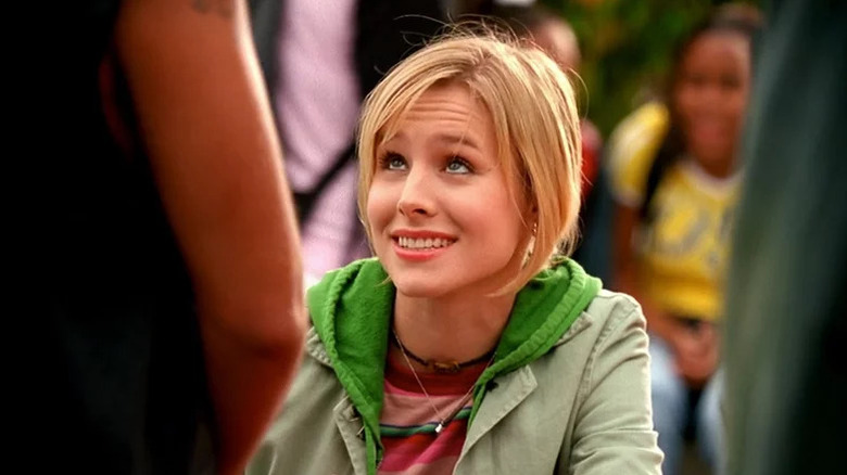 Veronica Mars (Kristen Bell) looks up sheepishly on Veronica Mars