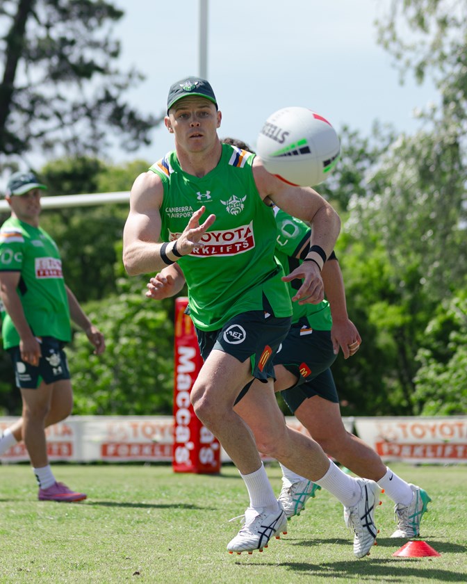 Jayden Brailey training with the Raiders.