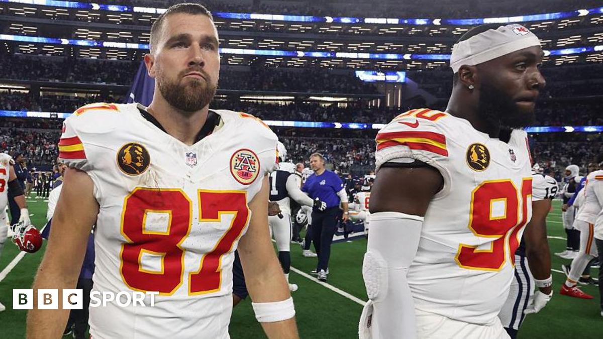 Travis Kelce of the Kansas City Chiefs after losing at the Dallas Cowboys in the NFL on Thanksgiving