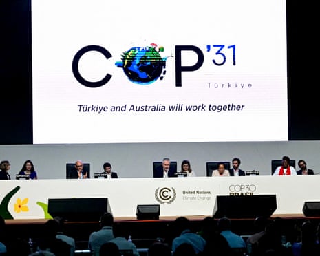 Sign saying 'Cop31, Turkiye and Australia will work together'