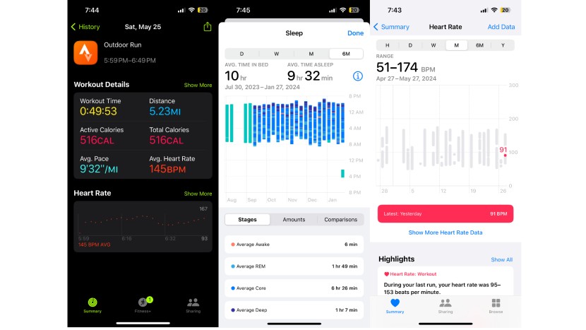 apple watch ultra 3 - a sample of some of the health metric screens from the apple health...
