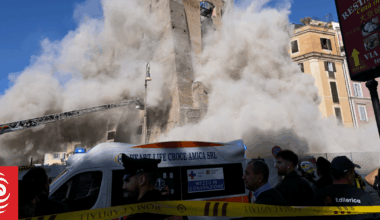 Medieval tower partially collapses in Rome, trapping worker
