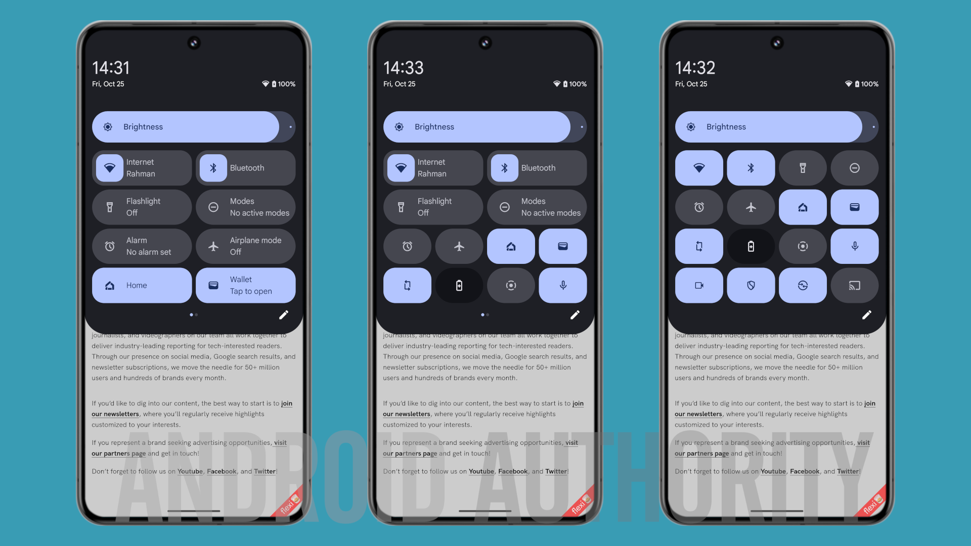 Android 16 Quick Settings panel at different sizes 2 Android 16 Quick Settings panel at different sizes 2