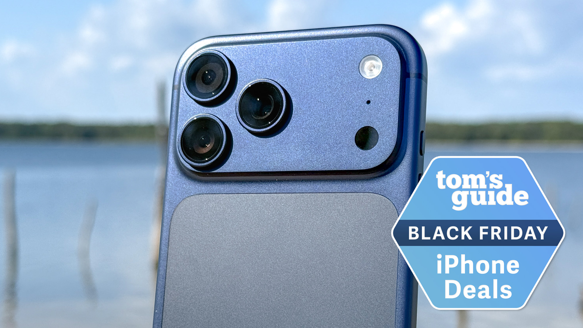 iPhone 17 Pro Max with Tom's Guide Black Friday iPhone Deals badge