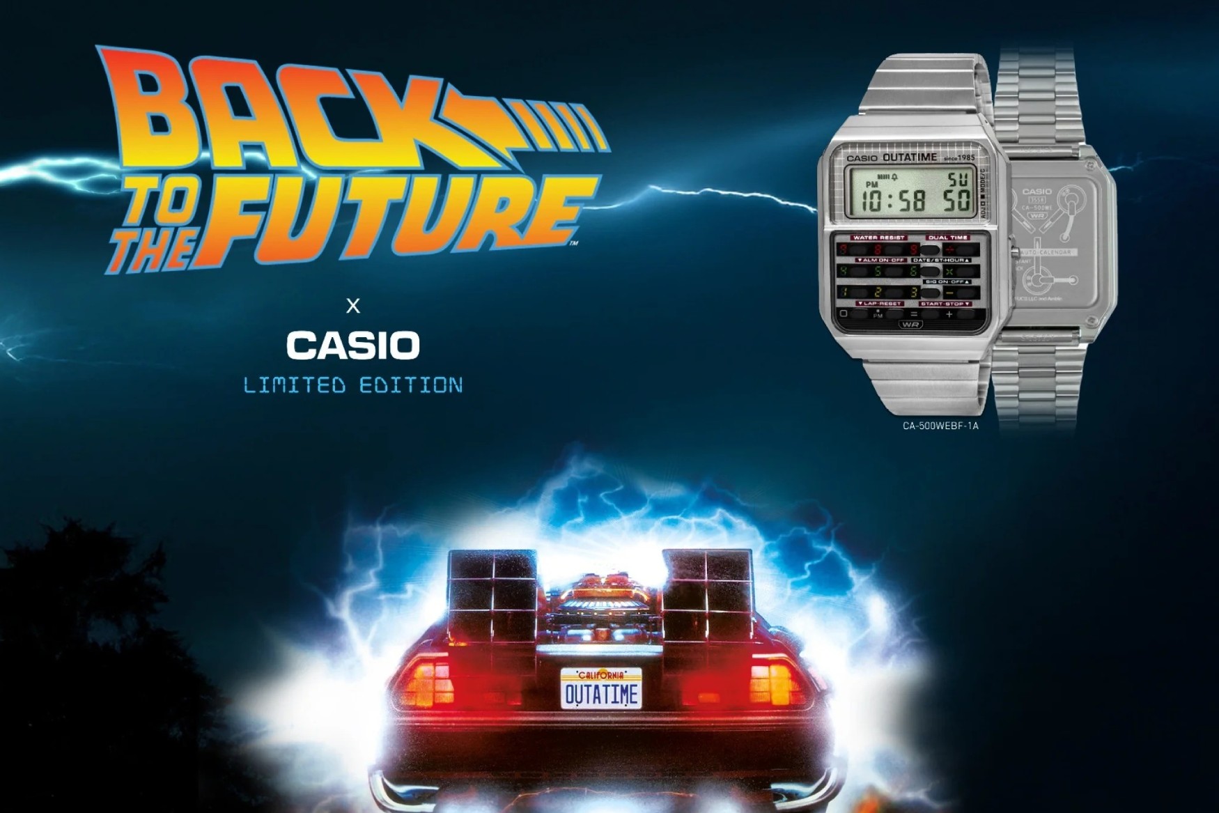 Casio x Back to the Future 40th Anniversary CA 500WEBF 1A poster