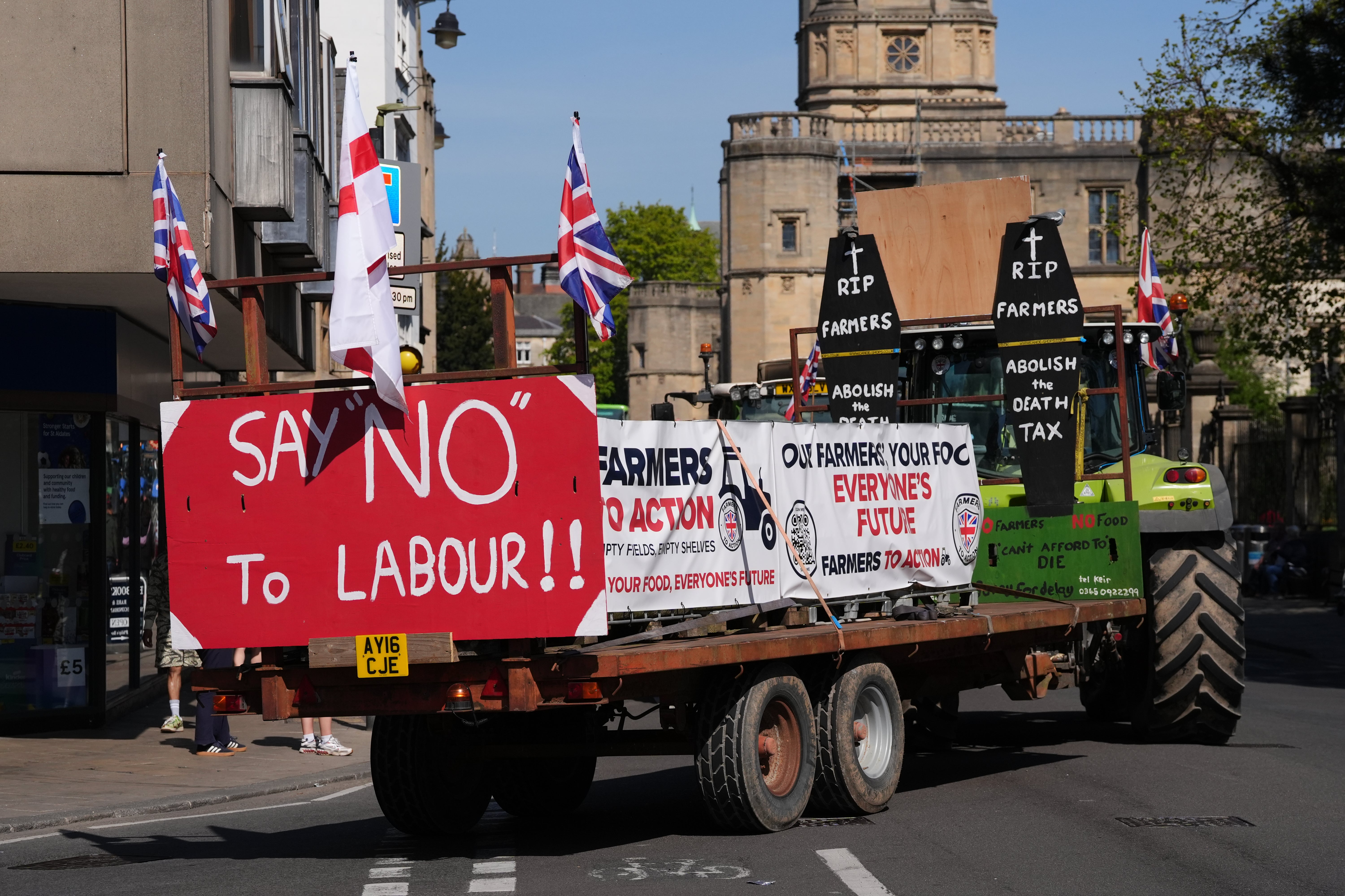 Farmers take part in a protest in Oxford over the changes to inheritance tax (IHT). Friday 11 April 2025
