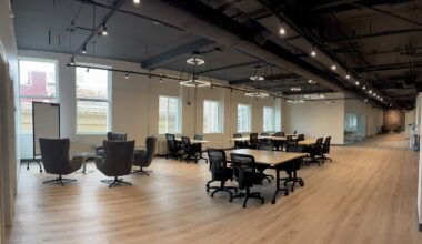 An open floor office space